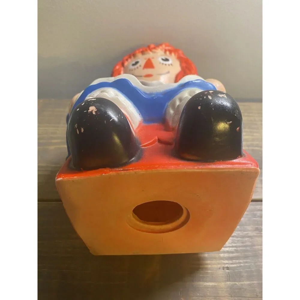 Vintage 1972 RAGGEDY ANN Plastic Piggy Bank BOBBS MERRILL MY TOY CO. Large 10.5